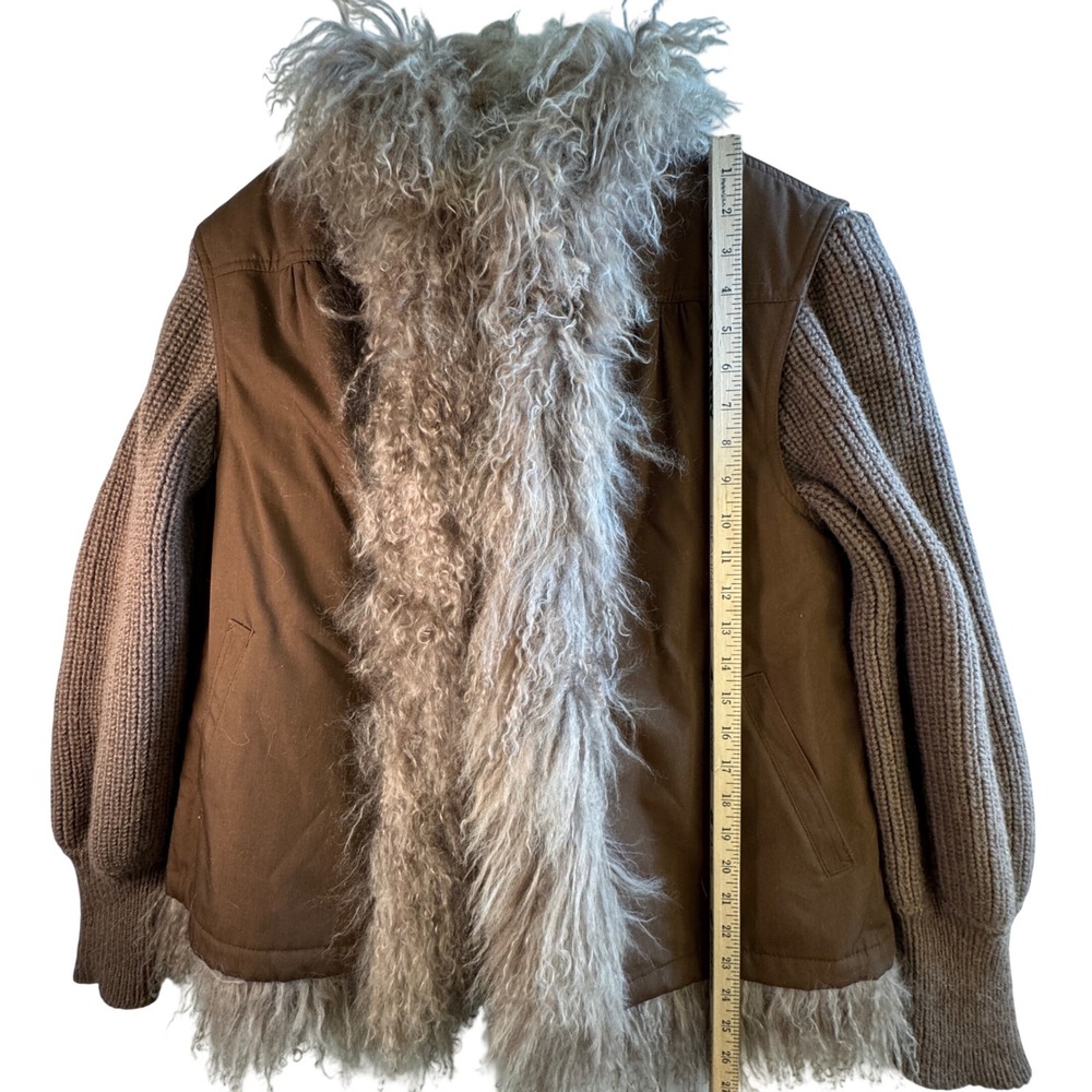 Vtg Mongolian Lamb Fur Convertible Vest Jacket Reversible Penny Lane Luxe Glam M - Picture 8 of 16